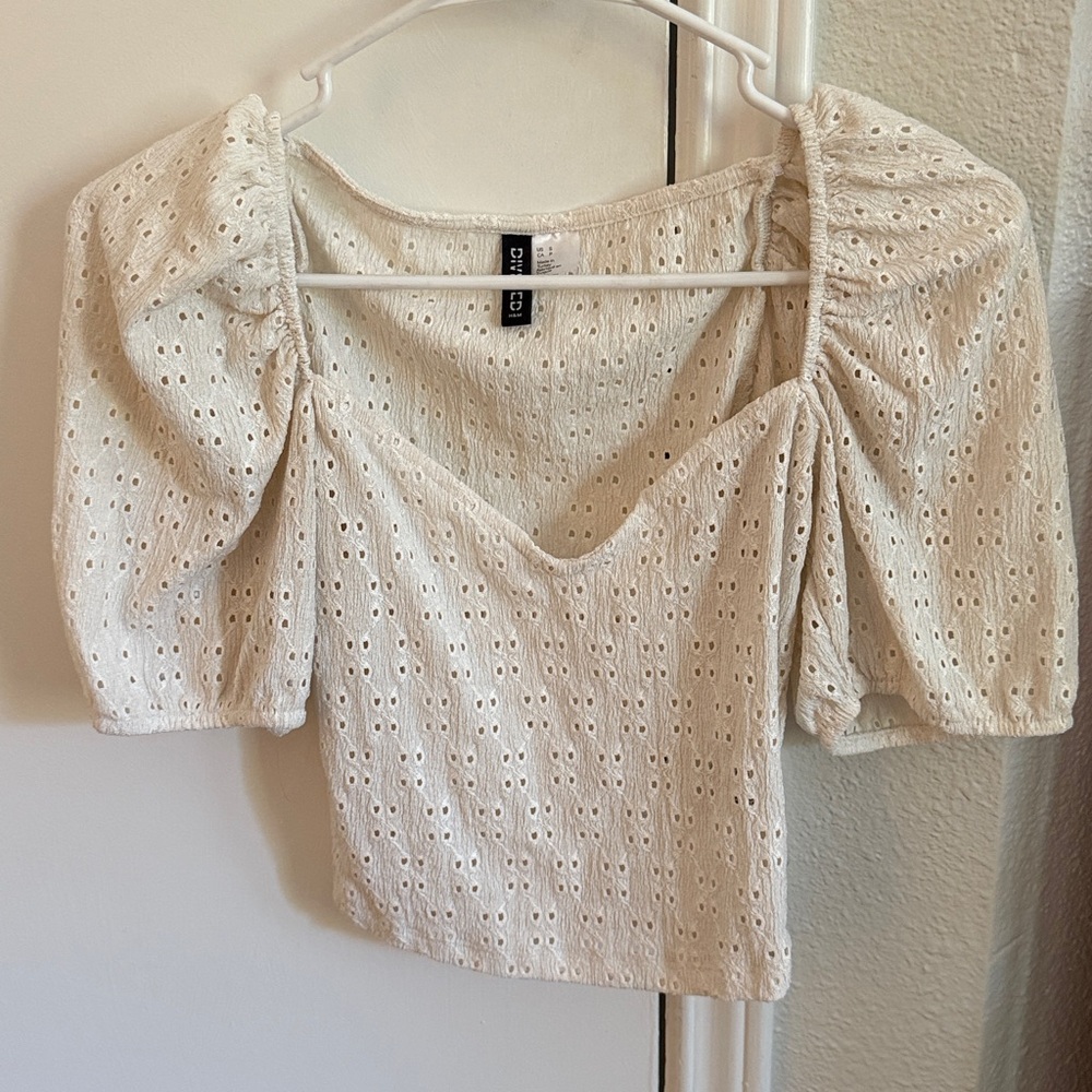 H&M White Eyelet Top